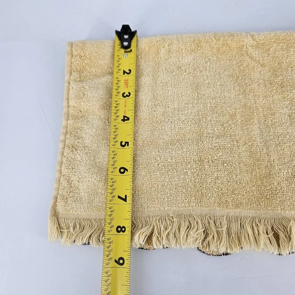 Fieldcrest Beige Gold Cotton Bathroom Towel Linen Bath Hand Scallop Edge Set 5